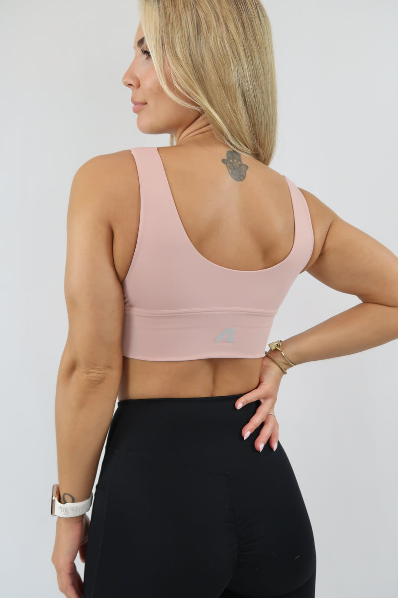 Women's Strap Sports Bra Medium Support 2 In 1 Color Block Green Rosy Pink  Spandex Yoga Fitness Gym Workout Sports Bra Sport Activewear Breathable Qui